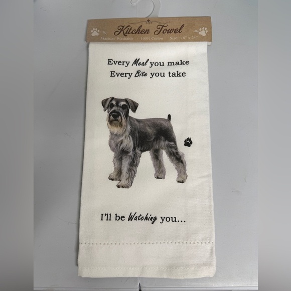 E&S kitchen white towel schnauzer 18”x26” 100% cotton - Picture 1 of 2